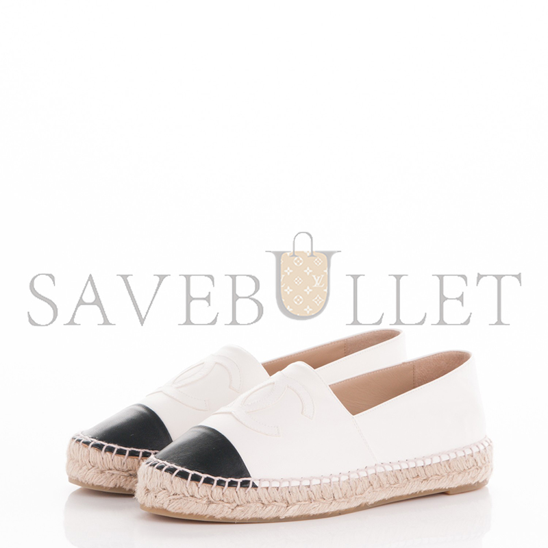Ch*el lambskin espadrilles white black g29762